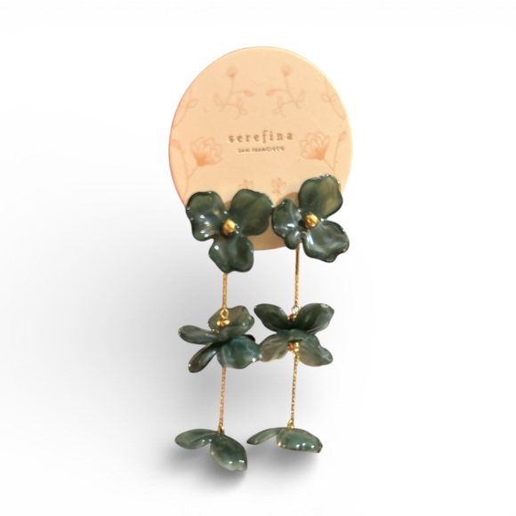 NWT Serefina Anthropologie Floral Drop Earrings - Picture 3 of 5